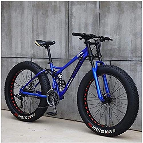 Vélos de montagnes : BlueRoad Bikes Fat Tire VTT 26" avec freins à disque, cadres en acier au carbone, convient pour les personnes de plus de 175 cm de large, 7 vitesses, vélo de course de ville