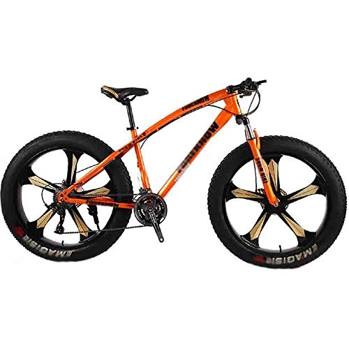 Vélos de montagnes : BMX Dirt Vélos de Route Vélo VTT Adulte Big Tire Plage Motoneige Vélos VTT for Les Hommes et Les Femmes 26En Roues Double Vitesse réglable Frein à Disque (Color : Orange, Size : 24 Speed)