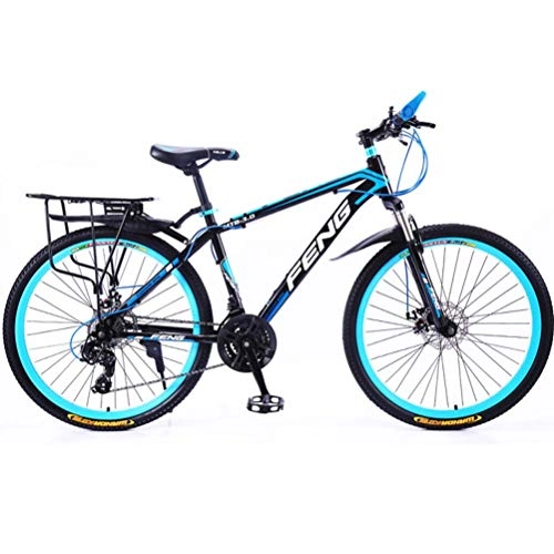 Vélos de montagnes : BNMKL 24 Pouces VTT Étudiant, Roue À Rayons, Double Frein À Disque, Suspension Avant, 24 / 27 / 30 Vitesse Vélo Facile À Conduire, Vélo De Route pour Hommes / Femmes, Bleu, 24 inch 24 Speed