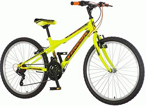 Vélos de montagnes : Breluxx® VTT 24" Economy Hardtail Venssini Sport Jaune Shimano 18 vitesses Fabriqué en UE (avec garde-boue)