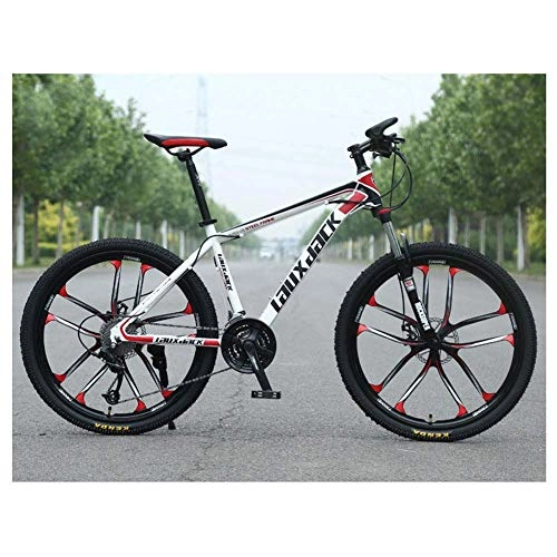 Vélos de montagnes : CENPEN VTT à suspension avant 30 vitesses, roue de 66 cm à 10 rayons avec double freins à huile et cadre en acier à haute teneur en carbone, rouge