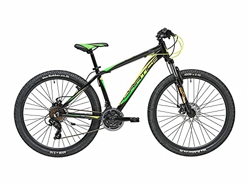 Vélos de montagnes : Cicli Adriatica Mountain Bike RCK 27, 5" Cadre en aluminium, fourche amortie et échange 21 V (noir-jaune, vert, cadre 43 cm)
