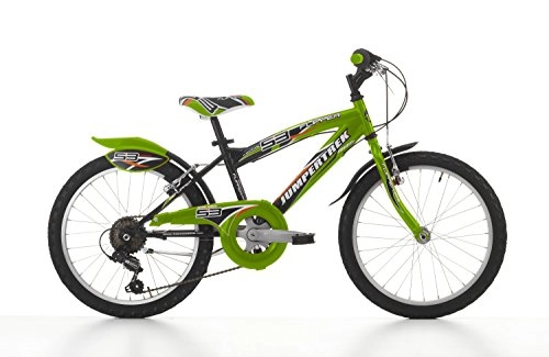 Vélos de montagnes : Cicli Cinzia Vélo VTT 16" Flipper pour Enfant, sans Vitesse, V-Brake en Aluminium, avec Garde-Boue Noir / Vert
