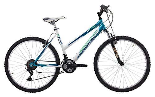 Vélos de montagnes : Cicli Cinzia - X-Trail - Vélo VTT pour femme, avec manette Revo Shift à 18 vitesses, freins V-Brake en aluminium, suspension avant, vélo pour femme, couleurs bleu ciel / blanc, 26 pouces