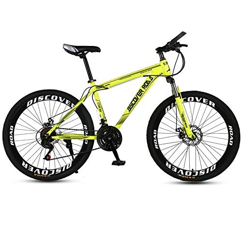 Vélos de montagnes : DGAGD 24 Pouces VTT vélo Adulte Vitesse Variable Double Frein à Disque vélo en Acier à Haute teneur en Carbone 40 Roues de Coupe-Jaune_24 Vitesses