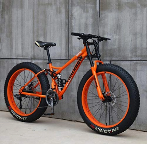 Vélos de montagnes : Ding Adulte Mountain Bikes, 24 Pouces Fat Tire Hardtail VTT, Suspension Double Cadre et Fourche à Suspension Tout Terrain VTT (Color : Orange, Size : 21 Speed)