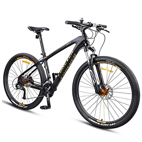 Vélos de montagnes : DJYD Hardtail Mountain Bike, 27, 5 Pouces Big Wheels Mountain Trail Bike, Cadre en Fibre de Carbone Hommes Femmes Tout Terrain VTT, Or, 30 Vitesse FDWFN (Color : Gold, Size : 27 Speed)