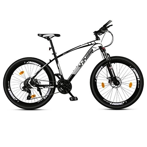 Vélos de montagnes : Dsrgwe VTT, 26” Mountain Bike, Cadre en Acier au Carbone Mountain Bicycles, Double Disque de Frein et de la Fourche Avant, 26 Pouces Roues (Color : Black+White, Size : 21 Speed)