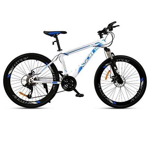 Vélos de montagnes : Dsrgwe VTT, 26” Mountain Bike, Cadre en Acier au Carbone Mountain Bicycles, Double Disque de Frein et la Fourche Avant, 21 / 24 / 27-vitesse (Color : Blue, Size : 27-Speed)