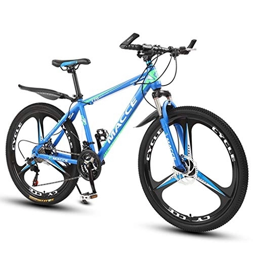 Vélos de montagnes : Dsrgwe VTT, 26inch VTT, Roue Spoke, Vélos Cadre en Acier au Carbone, Double Disque de Frein et la Fourche Avant (Color : Blue, Size : 24-Speed)