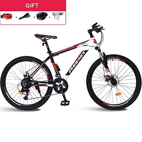 Vélos de montagnes : Dsrgwe VTT, 26inch VTT / Vélos, Cadre en Acier au Carbone, Suspension Avant et Double Disque de Frein, Roues 26 Pouces, 24 Vitesse (Color : Black+Red)