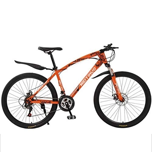 Vélos de montagnes : Dsrgwe VTT, Mountain Bike, 26" Cadre en Acier au Carbone Vélos Ravine, Suspension Double Disque de Frein Avant (Color : Orange, Size : 27 Speed)
