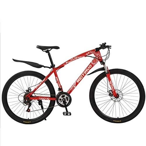 Vélos de montagnes : Dsrgwe VTT, Mountain Bike, 26" Cadre en Acier au Carbone Vélos Ravine, Suspension Double Disque de Frein Avant (Color : Red, Size : 21 Speed)