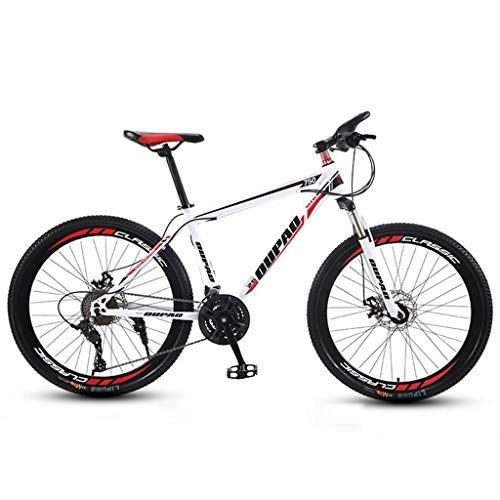 Vélos de montagnes : Dsrgwe VTT, Mountain Bike, Cadre en Acier au Carbone Hardtail Mountain Bicycles, Double Disque de Frein et la Fourche Avant, 26 Pouces Jante (Color : Red+White, Size : 24-Speed)