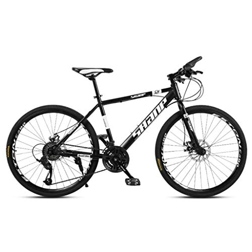 Vélos de montagnes : Dsrgwe VTT, Mountain Bike / Vélos, Cadre en Acier au Carbone, Suspension Avant et Double Disque de Frein, Roues 26 Pouces (Color : Black, Size : 21-Speed)