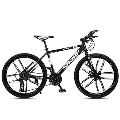 Vélos de montagnes : Dsrgwe VTT, VTT, Hardtail Mountain Bicycles, Cadre en Acier au Carbone, Suspension Avant et Double Disque de Frein, Roues 26 Pouces (Color : Black, Size : 27-Speed)