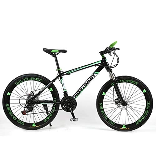 Vélos de montagnes : Dsrgwe VTT, VTT, Vélos Cadre en Acier au Carbone, Double Disque de Frein et la Fourche Avant, 26 Pouces Jante (Color : Green, Size : 21-Speed)