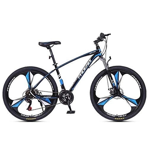 Vélos de montagnes : Dsrgwe VTT, VTT / Vélos, Cadre en Acier au Carbone, Suspension Double Frein à Disque et Avant et, 26inch / 27inch Roues à Rayons, 24 Vitesse (Color : Black+Blue, Size : 27.5inch)