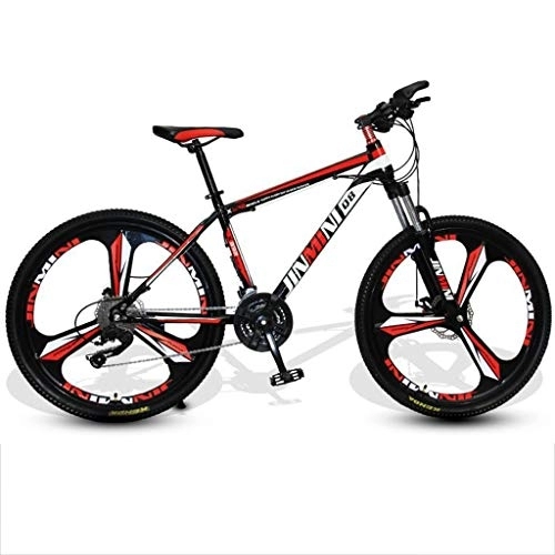 Vélos de montagnes : Dsrgwe VTT, VTT, Vélos de Montagne Semi-Rigide, Cadre en Acier au Carbone, Roues 26 Pouces, Double Disque de Frein et de Suspension Avant (Color : Black+Red, Size : 27 Speed)