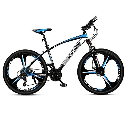 Vélos de montagnes : Dsrgwe VTT, VTT, Vélos de Montagne Semi-Rigide, Double Frein à Disque et Suspension Avant, Cadre en Acier au Carbone, 26inch Mag Wheel (Color : Black+Blue, Size : 24 Speed)