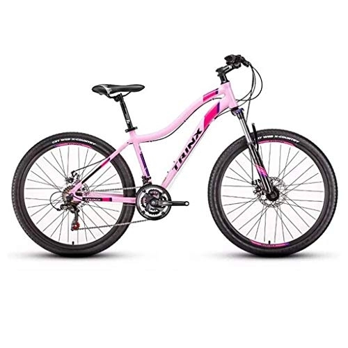 Vélos de montagnes : Dsrgwe VTT, VTT, Vélos en Alliage d'aluminium Femmes, Double Disque de Suspension et de freinage Avant Verrouillage, 26inch Roue, 21 Vitesse (Color : Pink)