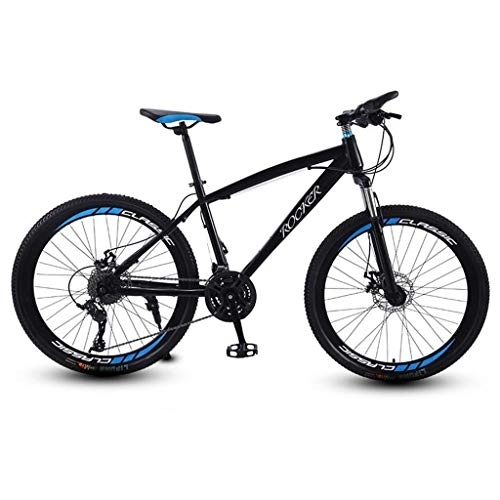 Vélos de montagnes : Dsrgwe VTT, VTT / Vélos, Suspension Avant et Double Disque de Frein, Cadre en Acier au Carbone, 26 Pouces Roues à Rayons (Color : Black, Size : 27 Speed)