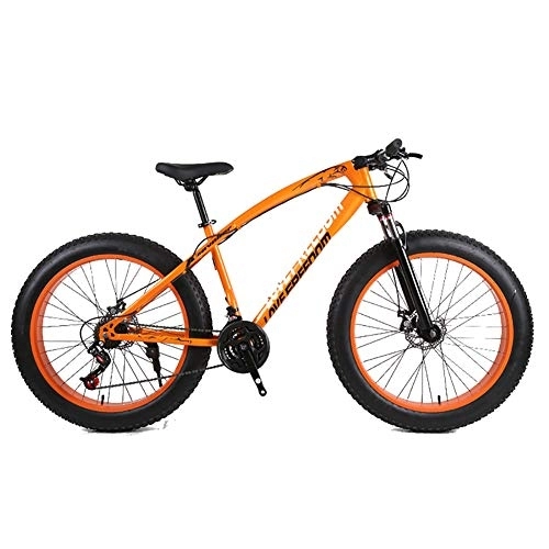 Vélos de montagnes : DULPLAY 26 Pouces Vélo VTT Bike, Vélo De Montagne pour Adolescents Adultes Hommes Femmes, Frein à Double Disque Fat Tire Bike Orange 26" 27-Vitesse