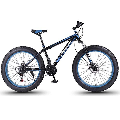 Vélos de montagnes : FANG 24 Vitesses Vélo VTT, Adulte 27.5 Pouces VTT Fatbike, Cadre en Acier À Haute Teneur en Carbone, VTT à Gros Pneus avec Frein à Double Disque, Bleu