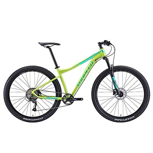 Vélos de montagnes : FANG 9 Vitesses Vélo de Montagne, Hommes Aluminium Cadre Véhicule Tout Terrain, Fourche Rigide VTT à Gros Pneus, Femmes Adulte Vélo VTT, Vert, 27.5Inch