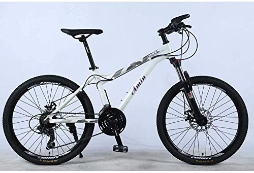 Vélos de montagnes : FanYu 24In 21 Vitesses VTT pour Adulte léger en Alliage d'aluminium Plein Cadre Roue Avant Suspension Femme étudiant Hors Route Changement de Frein à Disque de vélo Adulte-Blanc 10