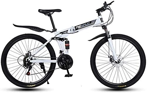Vélos de montagnes : FanYu 26 VTT à 21 Vitesses pour Adulte léger en Aluminium à Suspension complète Cadre à Suspension Fourche Frein à Disque Blanc A