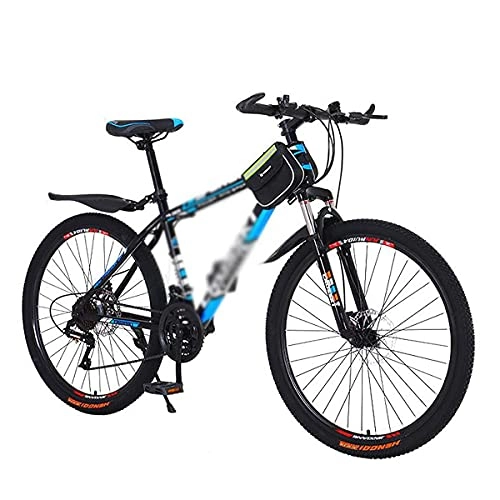 Vélos de montagnes : FBDGNG Vélo de montagne de 66 cm en acier au carbone pour VTT avec frein à double disque, fourche de suspension de vélo urbain, vélo de ville (taille : 27 vitesses, couleur : bleu)