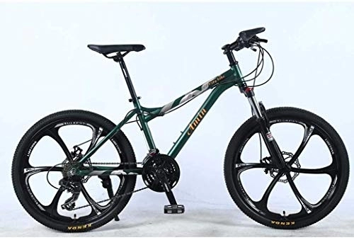 Vélos de montagnes : Femme hors route étudiant Déplacement des adultes vélo, Route de frein à disque vélo, 24En 21 vitesses VTT for adulte, léger en alliage d'aluminium Full Frame (Color : Green 6)