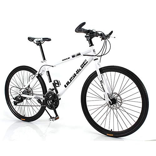 Vélos de montagnes : FLYFO VTT pour adultes, 26 pouces, pour homme et femme, amortisseur de vitesse variable étudiant, 21 / 24 / 27 / 30 vitesses, paire de vélo de montagne, VTT 24 speed blanc