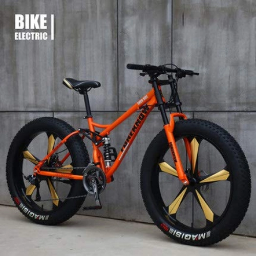Vélos de montagnes : FOREKNOW Fat Bike 26" 21 vitesses VTT tout suspendu avec grands pneus (vert avec 5 spokes)