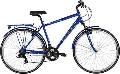 Vélos de montagnes : Freespirit Trekker Plus 21sp Suspension avant vélo hybride pour homme, noir / bleu