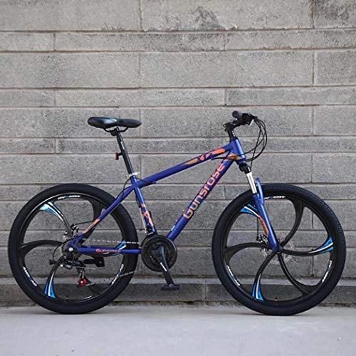 Vélos de montagnes : G.Z VTT, en Acier au Carbone VTT avec Double Freins à Disque, 21-27 Option de Vitesse, 24-26 Pouces Roue de vélo, Adulte Vélo Bleu, B, 24 inch 24 Speed