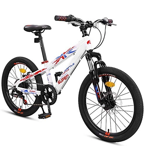 Vélos de montagnes : Giow Vlos de Montagne pour garons, Vlos de Montagne avec Double Disque de Frein, Cadre en Aluminium Suspension Avant, VTT Tout Terrain, Blanc, 20 Pouces, 7 Vitesses