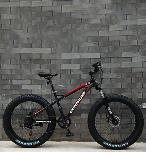 Vélos de montagnes : GMZTT Vlo Unisexe Fat Tire Adult Mountain Bicycle, Double Frein Disque / Haut-Carbone Cadre en Acier Vlos Cruiser, Plage de motoneige vlo, 26 Pouces Roues (Color : Red, Size : 27 Speed)