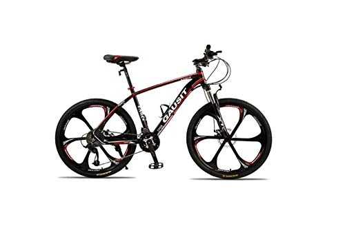 Vélos de montagnes : Générique Vélo de Montagne Unisexe Semi-Rigide VTT 24 / 27 / 30 Vitesses 26 Pouces Roues à 6 Rayons Cadre en Aluminium Vélo avec Freins à Disque et Fourche à Suspension, Rouge, 24 Vitesses