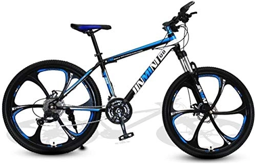 Vélos de montagnes : HCMNME Vélo de Montagne, Vélo de 26 Pouces VTT à Six coupeurs Cadre en Alliage avec Freins à Disque (Color : Black Blue, Size : 24 Speed)