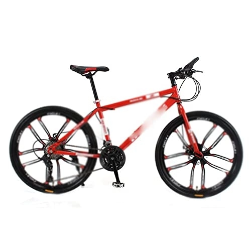Vélos de montagnes : HESND zxc vélos pour adultes VTT vélo 26 pouces 24 vitesses 10 couteaux étudiants adultes étudiants hommes et femmes multicolores (couleur : rouge, taille : 155-185 cm)