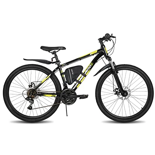 Vélos de montagnes : HILAND IVIL Vélo de montagne Shimano 21 vitesses avec cadre Garde-boue fourche à suspension freins à disque pour adolescents, hommes femmes, garçons, filles, noir