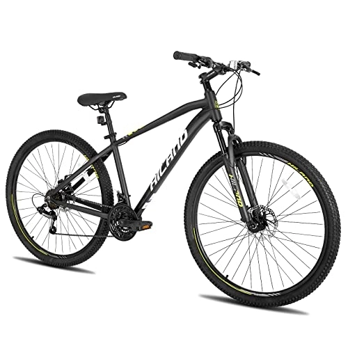 Vélos de montagnes : HILAND VTT Vélo Hardtail 29 Pouces 431 mm Noir pour Homme et Femme Vélo Shimano 21 Vitesses avec Cadre en Aluminium et Frein à Disque…