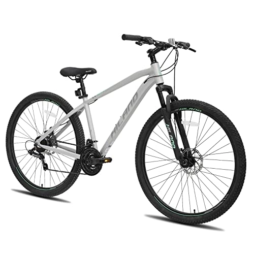 Vélos de montagnes : HILAND VTT Vélo Hardtail 29 Pouces 482 mm Argenté pour Homme et Femme Vélo Shimano 21 Vitesses avec Cadre en Aluminium et Frein à Disque…