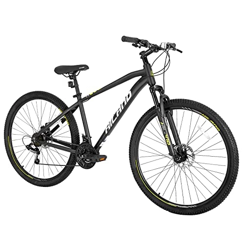Vélos de montagnes : HILAND VTT Vélo Hardtail 29 Pouces 482 mm Noir pour Homme et Femme Vélo Shimano 21 Vitesses avec Cadre en Aluminium et Frein à Disque…