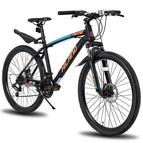 Vélos de montagnes : Hiland Vélo VTT 26 Pouces avec Cadre en Acier Frein à Disque Vélo de Montagne avec Fourche de Suspension Urban Commuter City Noir et Orange…