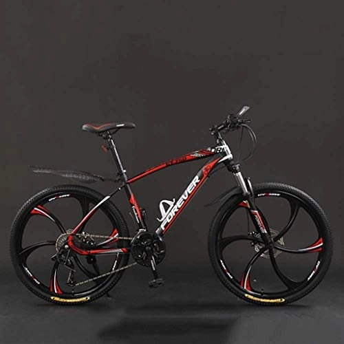 Vélos de montagnes : HongLianRiven Vlo BMX, 24 Pouces VTT 21 / 24 / 27 / 30 Vitesse, Hard Tail Vlo de Montagne, lger vlo avec sige rglable, Double Disque de Frein 6-20 (Color : Black Red, Size : 24 Speed)
