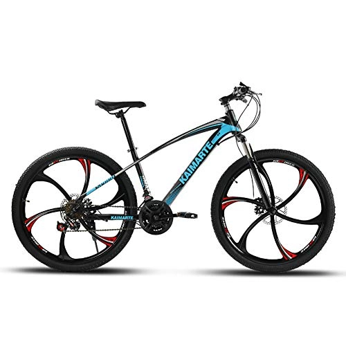 Vélos de montagnes : JACK'S CAT Vlo de Montagne 6 Branches, vlo de Montagne en Alliage de magnsium 24 / 26 Pouces, Freins Disque Double sige rglable, Cadre en Acier Haute teneur en Carbone, Bleu, 24in 27