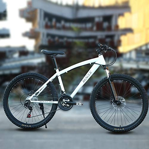 Vélos de montagnes : JESU Vélo de Montagne en Acier à Haute teneur en Carbone de 26 inch vélo Suspension Avant vélo VTT pour Hommes / Femmes, Freins à Disque mécaniques Avant et arrière, Blanc, 27Speed